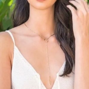 LUV AJ Pavé Tusk Lariat Necklace